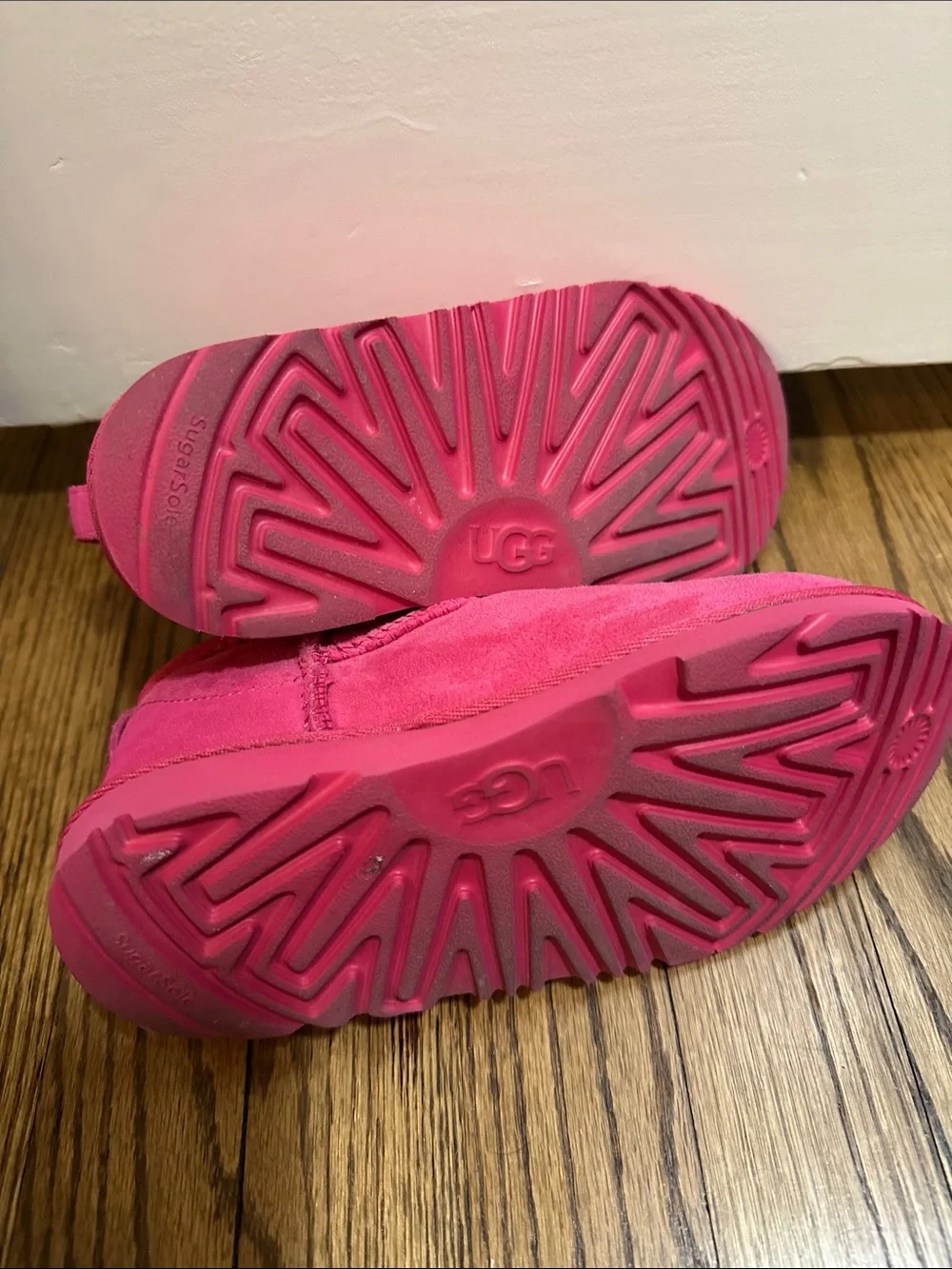UGG Kids Booties in Bright Pink Suede